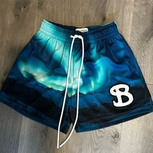 Blue and Black Athletic Shorts with Logo